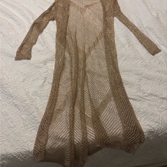 Rose gold Sheer Metallic Knit Cover-Up - Picture 1 of 7